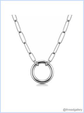 18k Gold Plated Stainless Steel Link Chain Necklace 20in Ring Holder Pendant